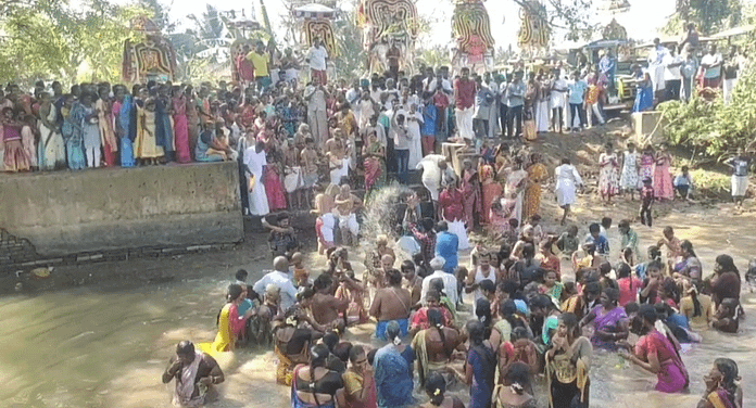 திருமணஞ்சேரி மாசி மக தீர்த்தவாரி திரளான பக்தர்கள்
